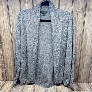 Express Women's Gray Speckled Knit Open Front Cardigan Sweater Medium
